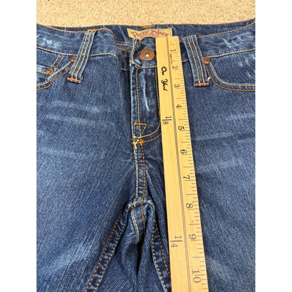 Paris Blues Distressed Bootcut Jeans Capris Blue Wash Denim Size 28‎ Vintage - Picture 3 of 10
